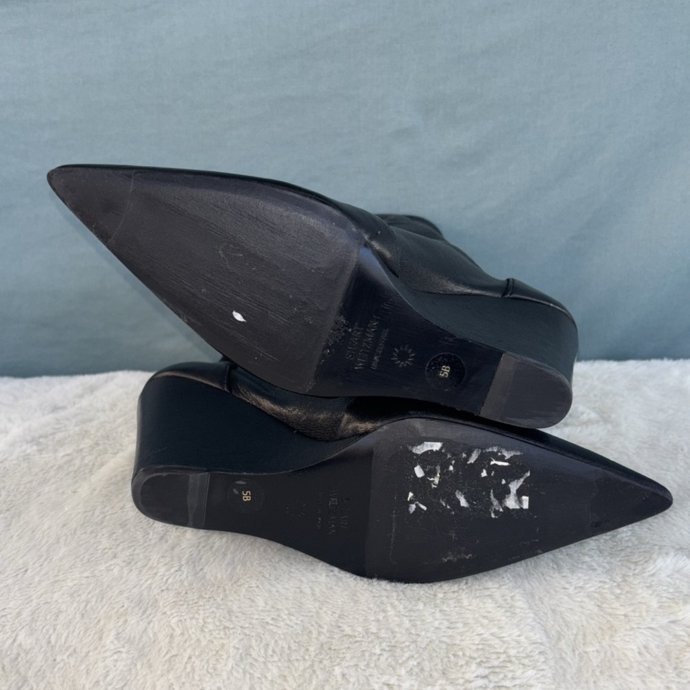 Euc Stuart Weitzman Pointed-Toe Wedge Boot Black … - image 6